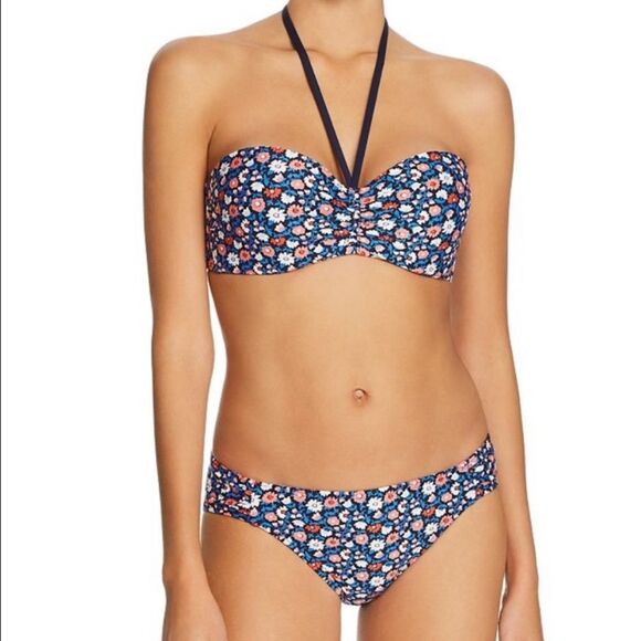 KATE SPADE Botany Bay Floral Print Bikini 2 Piece Swimsuit Bandeau Medium Preppy
